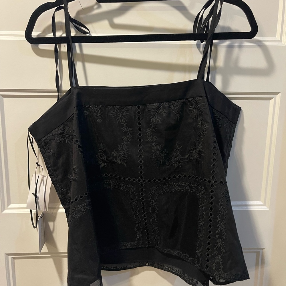 1. State Black Embroidered Tie-Strap Camisole